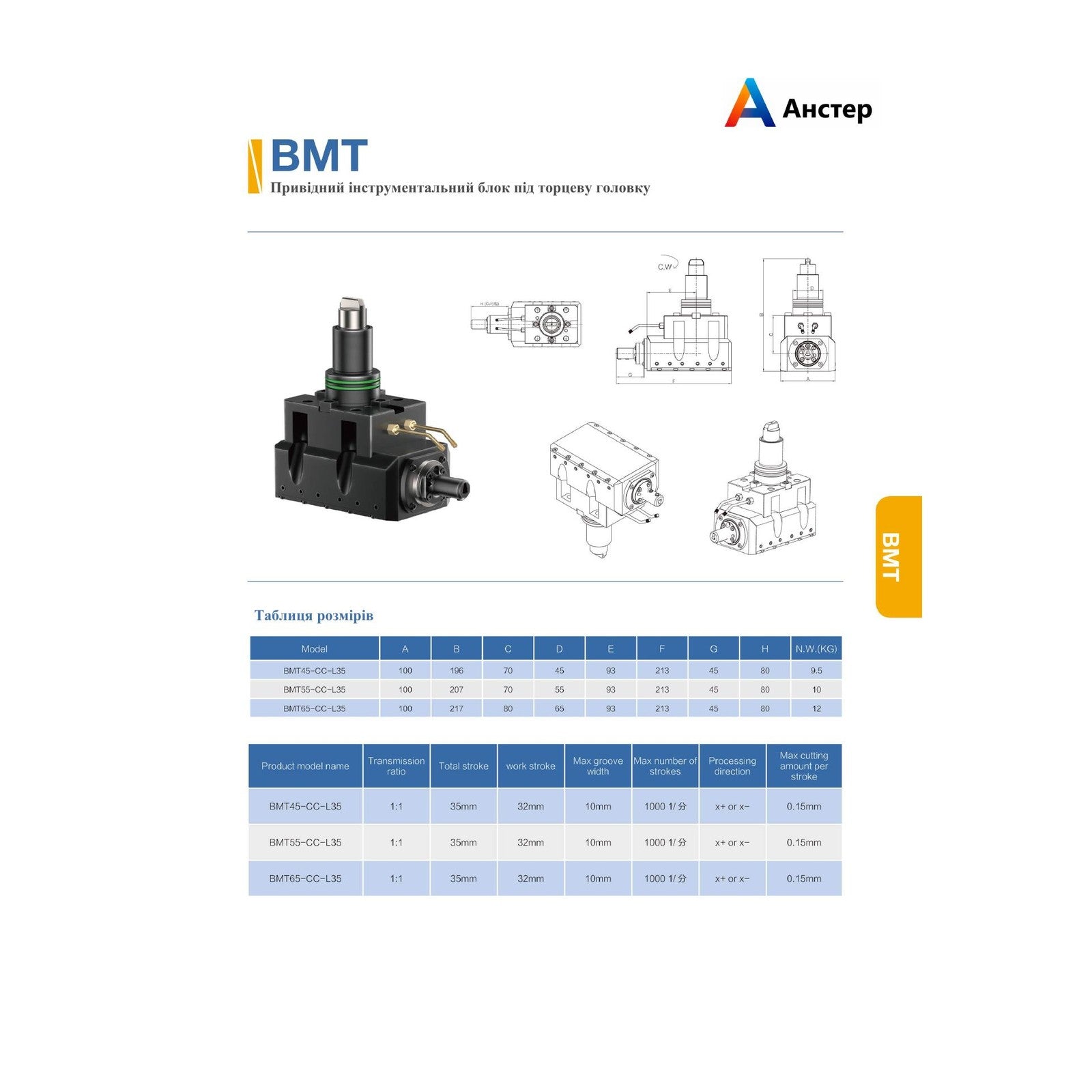 BMT face mill — креслення та технічна таблиця, сторінка 11