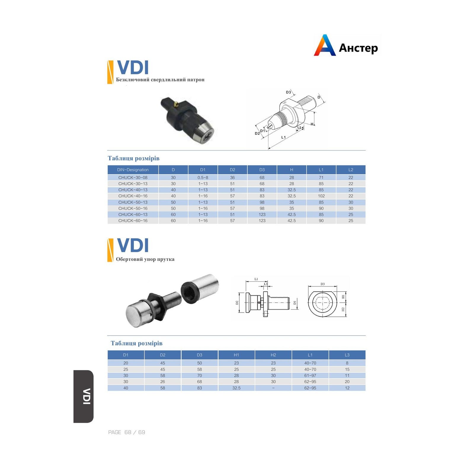 VDI drill chuck — креслення та технічна таблиця, сторінка 26