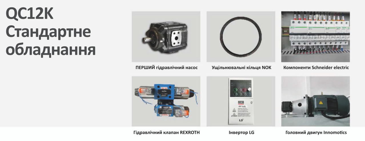 QC12K стандартне обладнання