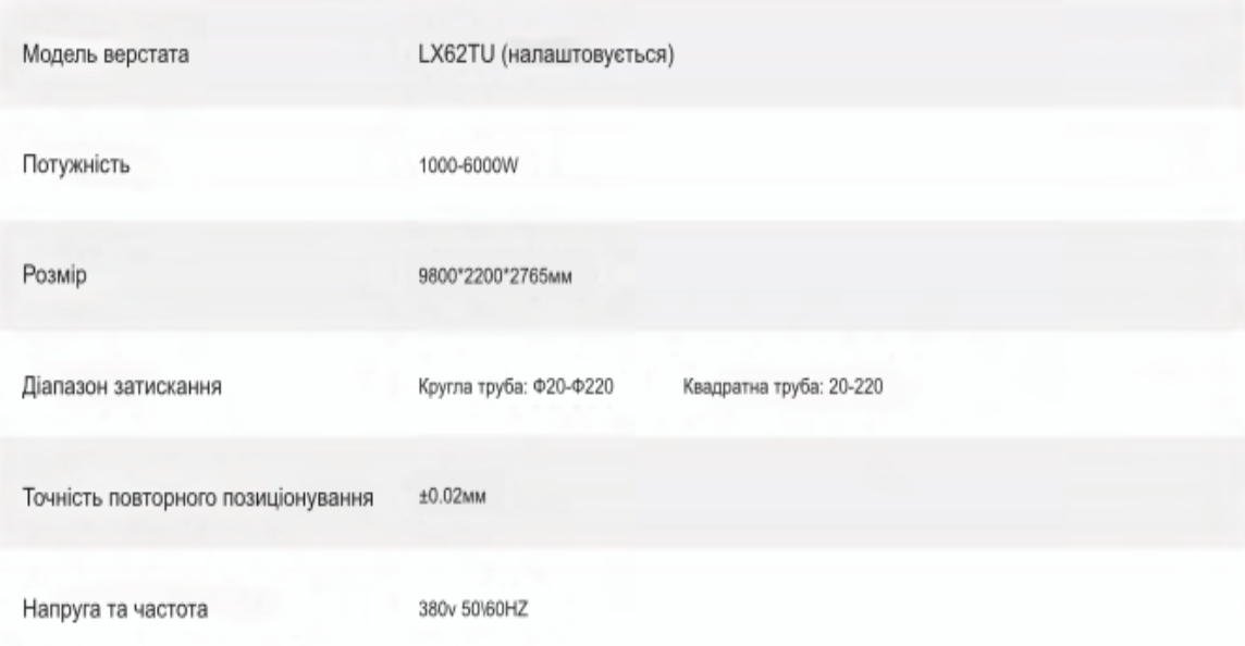 Технічні характеристики верстата TU серії